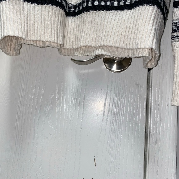 Women's Chaps Gray Black White Cream Mock Neck Pullover Knit Stripe Sweater  XL‎ - Picture 7 of 10